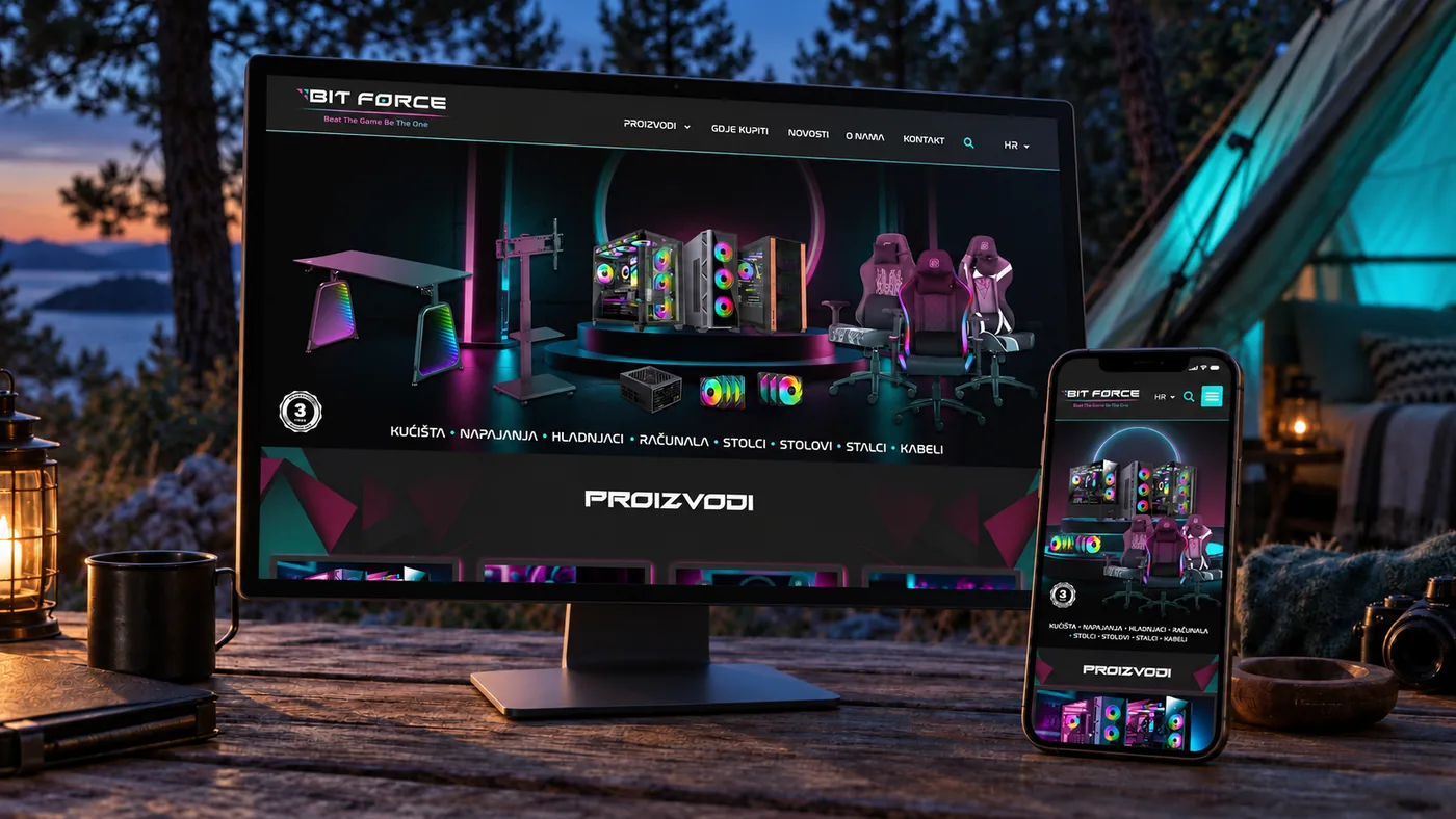BitForce gaming equipment webshop displayed on desktop and mobile screens